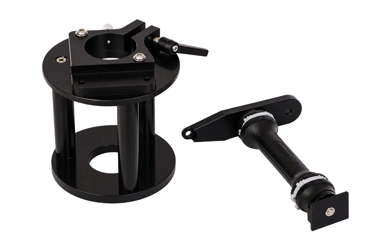 Black M9 to RS5 adapter components photographed side by side