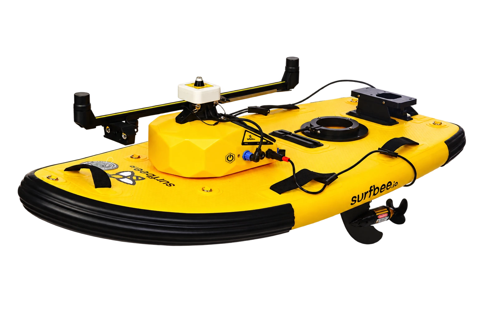 Flow Seeker viewed from the front-left, showing the sensor mount and control enclosure