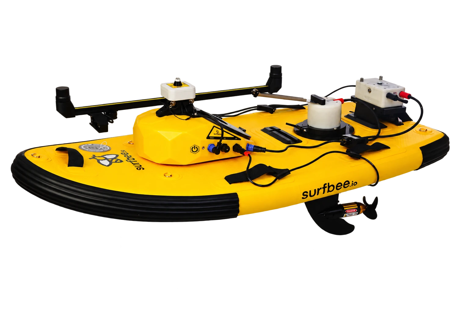 Flow Seeker deck with installed instrument, cabling and stern-mounted control hardware
