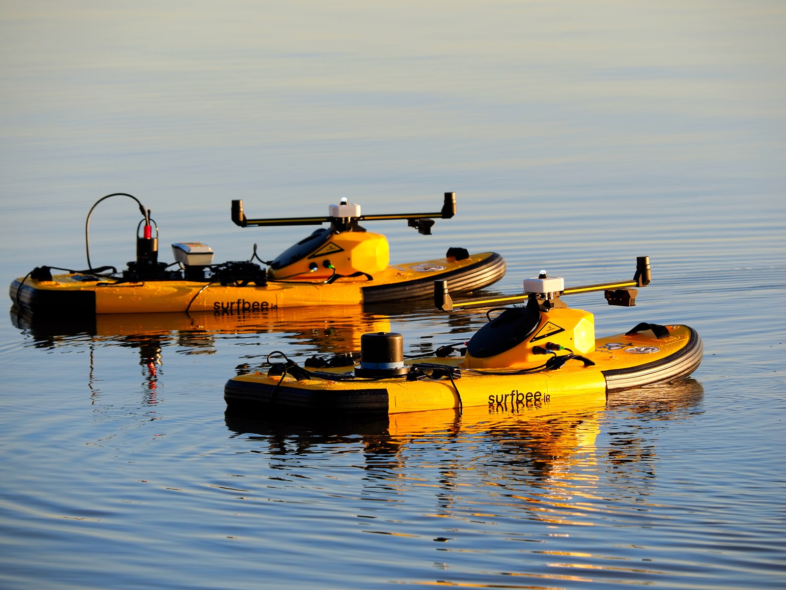 Surfbee Flow Series vessels operating together during a field session at Lake Hume