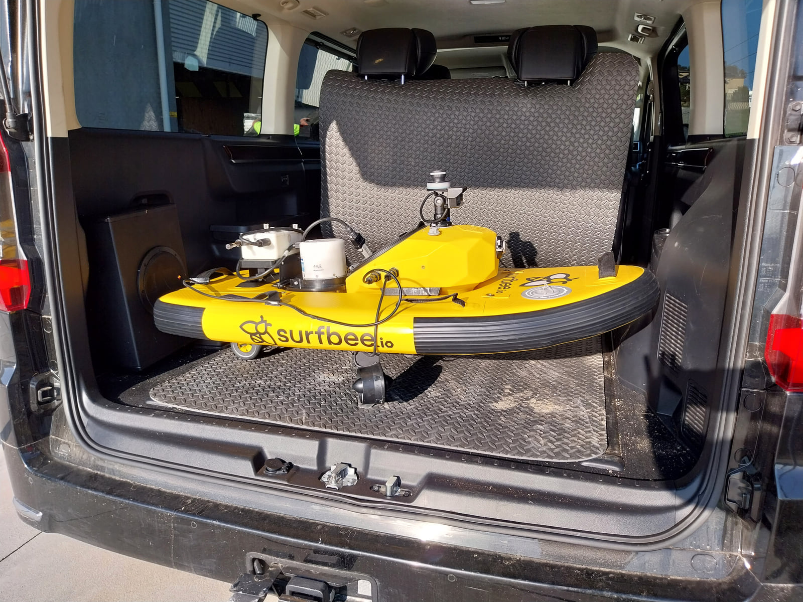 Flow Scout and field equipment packed inside the Surfbee service vehicle